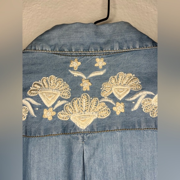 Boston Proper Embroidered Denim Tunic Shirt Dress โ Size S - Picture 8 of 8